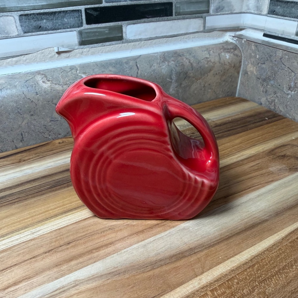 Fiesta Scarlet Red Mini Disc Pitcher Homer Laughlin HLC USA Ceramic Creamer